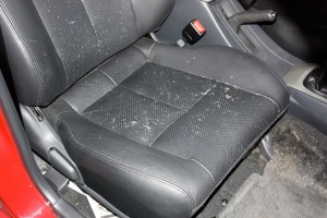 The car had perforated leather and the 3 days of rain water soaked the seats and saturated the foam cushion The car had perforated leather and the 3 days of rain water soaked the seats and saturated the foam cushion