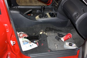 With the seats removed the entire area can be dried and cleaned
