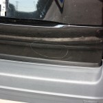 This is a longer scratch near the Volvos tailgate